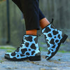 Black And Blue Cow Print Men's Boots-grizzshop