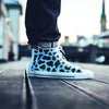 Black And Blue Cow Print Men's High Top Shoes-grizzshop