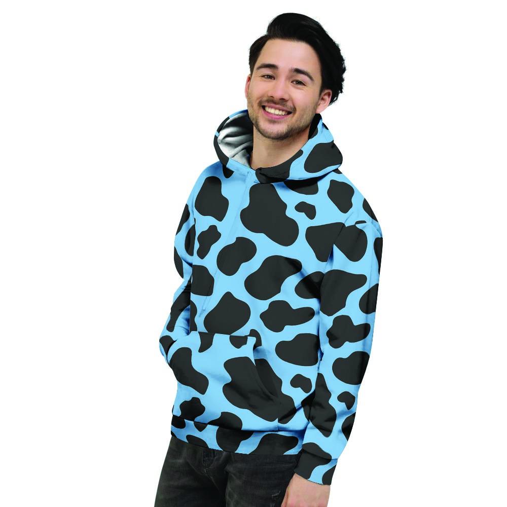 Black And Blue Cow Print Men's Hoodie-grizzshop