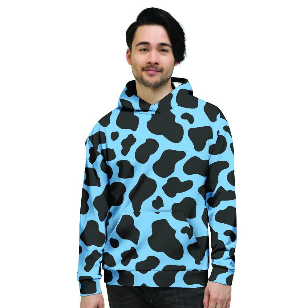 Black And Blue Cow Print Men's Hoodie-grizzshop