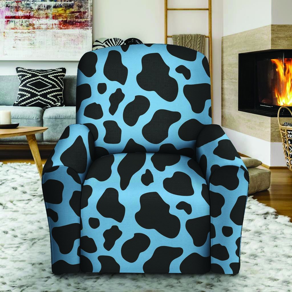 Black And Blue Cow Print Recliner Cover-grizzshop