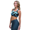 Black And Blue Cow Print Sports Bra-grizzshop