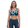 Black And Blue Cow Print Sports Bra-grizzshop