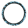 Black And Blue Cow Print Steering Wheel Cover-grizzshop