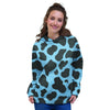 Black And Blue Cow Print Women's Hoodie-grizzshop