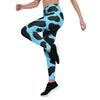 Black And Blue Cow Print Women's Leggings-grizzshop