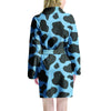 Black And Blue Cow Print Women's Robe-grizzshop
