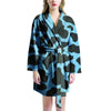 Black And Blue Cow Print Women's Robe-grizzshop