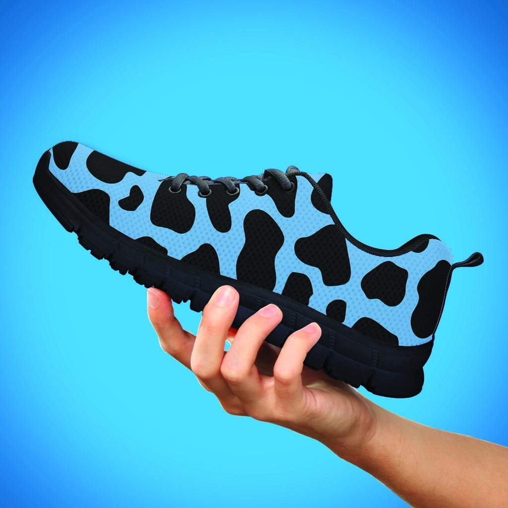 Black And Blue Cow Print Women's Sneakers-grizzshop