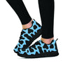 Black And Blue Cow Print Women's Sneakers-grizzshop