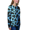 Black And Blue Cow Print Women's Sweatshirt-grizzshop