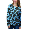 Black And Blue Cow Print Women's Sweatshirt-grizzshop