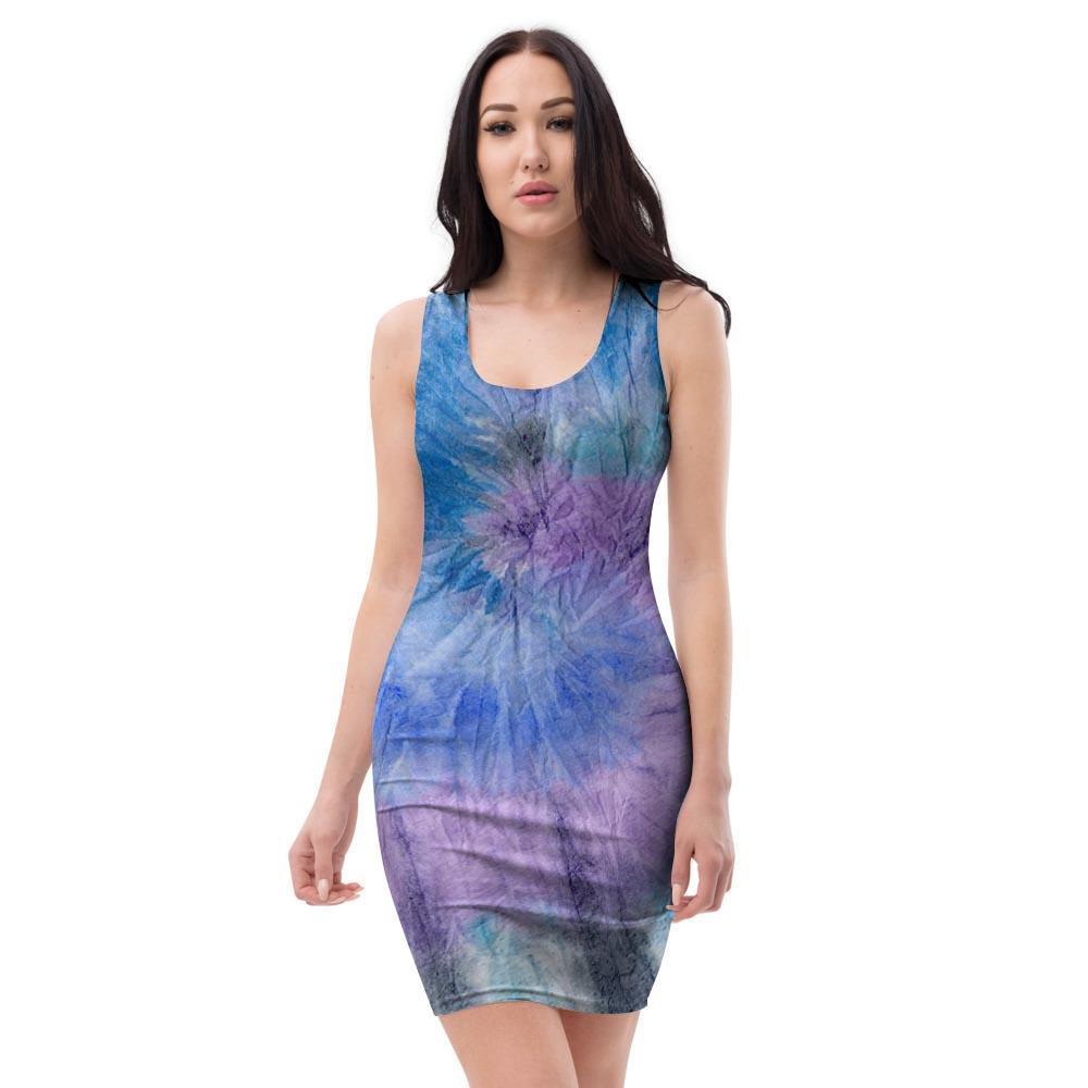 Black And Blue Tie Dye Bodycon Dress-grizzshop