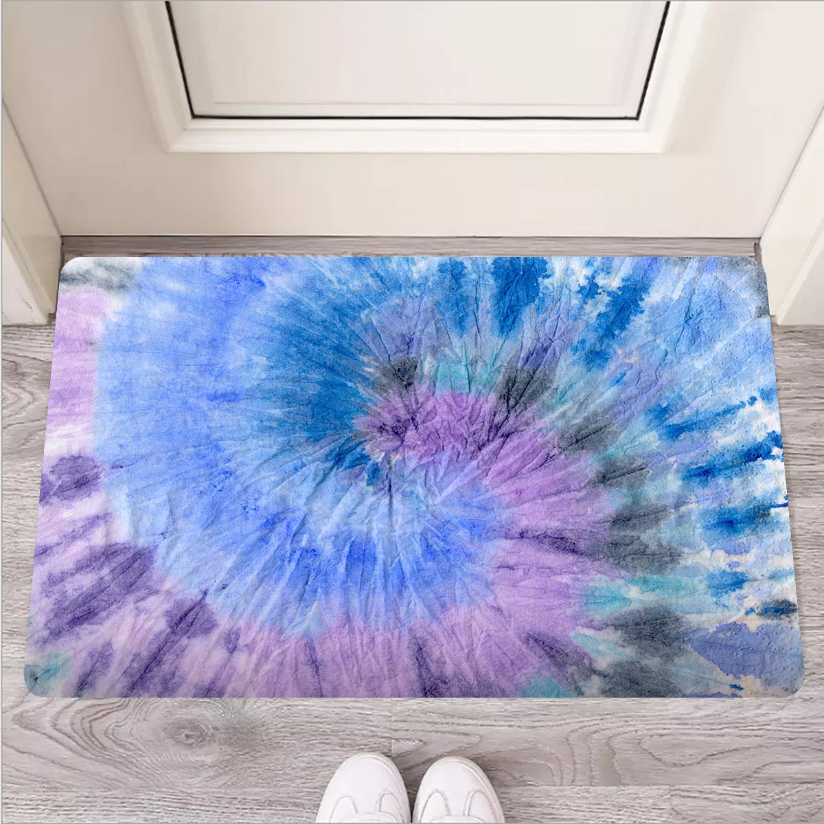 Black And Blue Tie Dye Door Mat-grizzshop