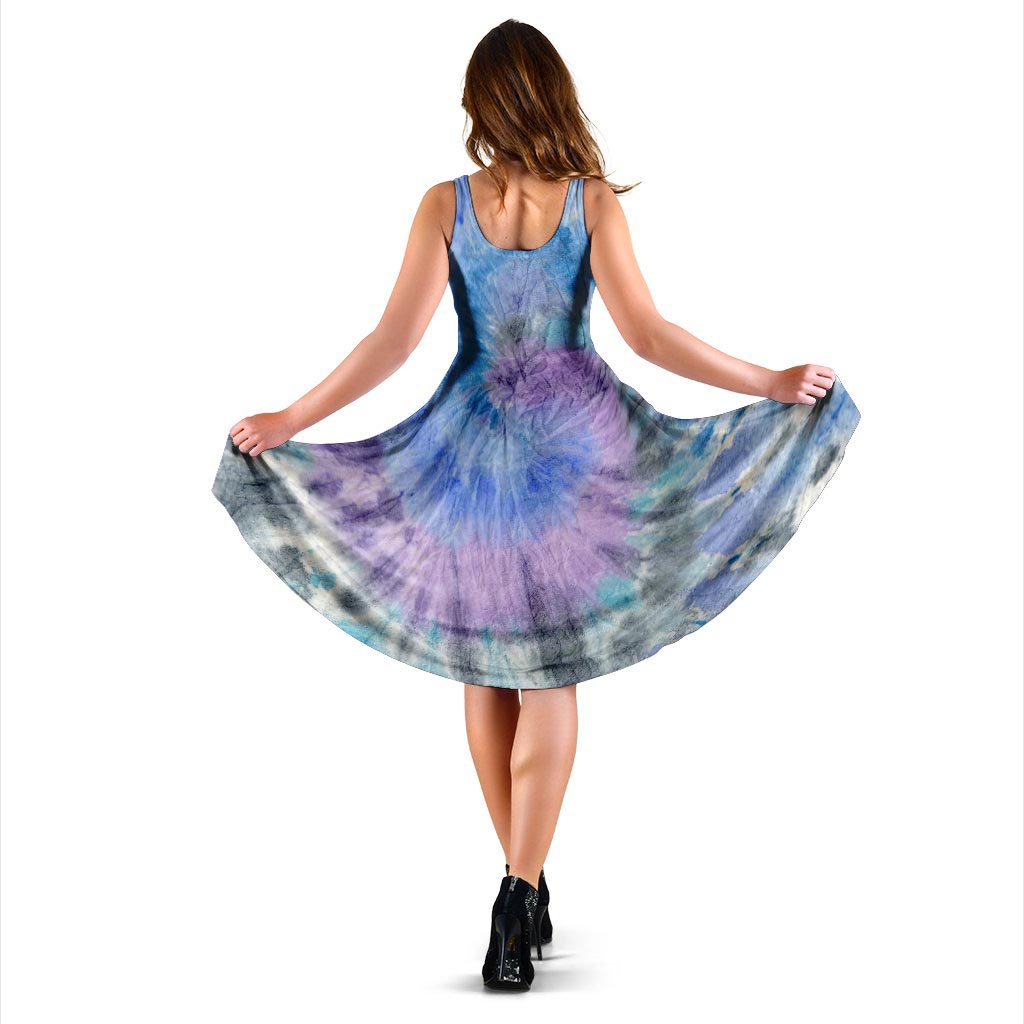 Black And Blue Tie Dye Dress-grizzshop