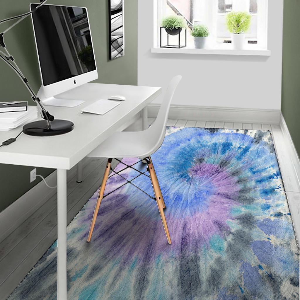 Black And Blue Tie Dye Floor Mat-grizzshop