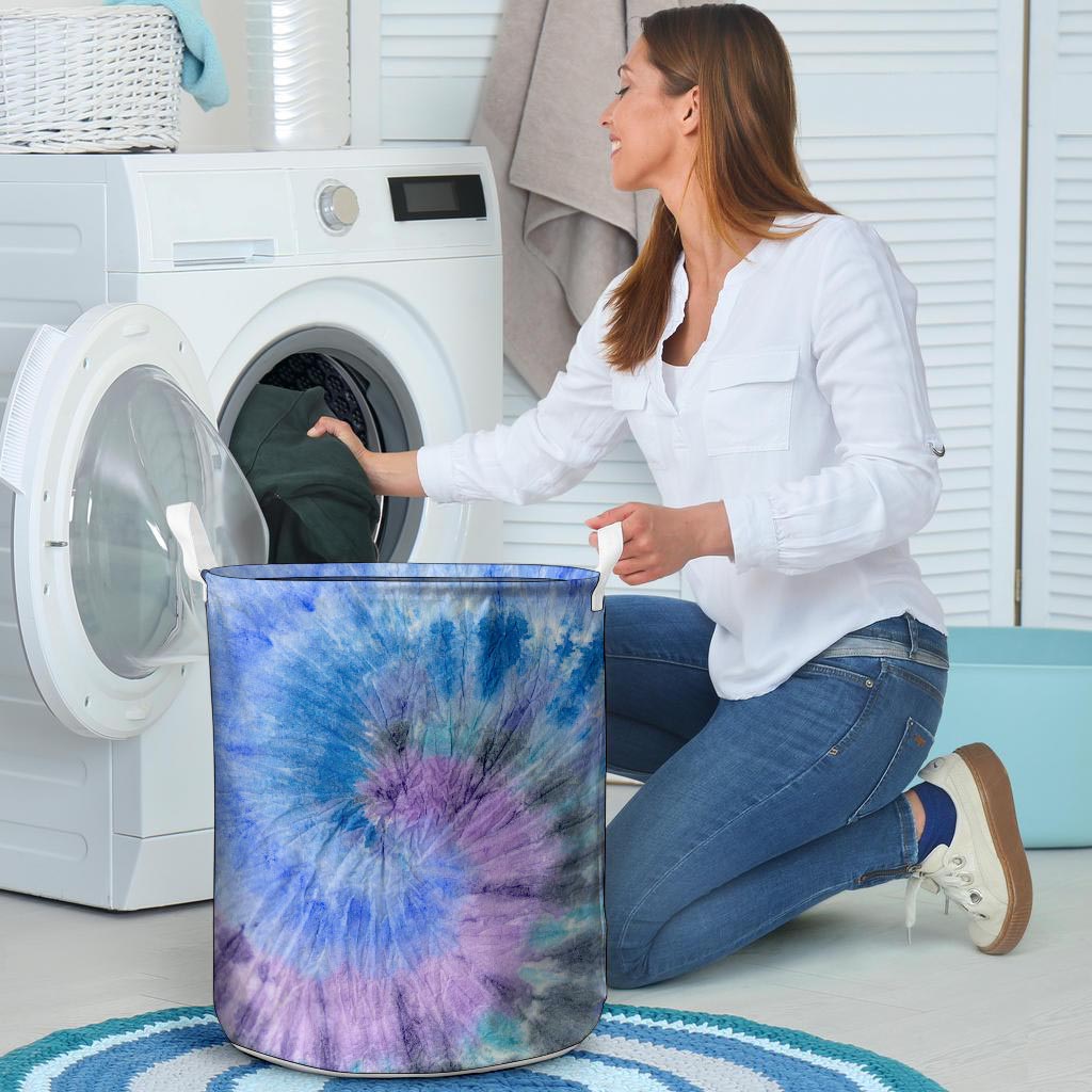 Black And Blue Tie Dye Laundry Basket-grizzshop