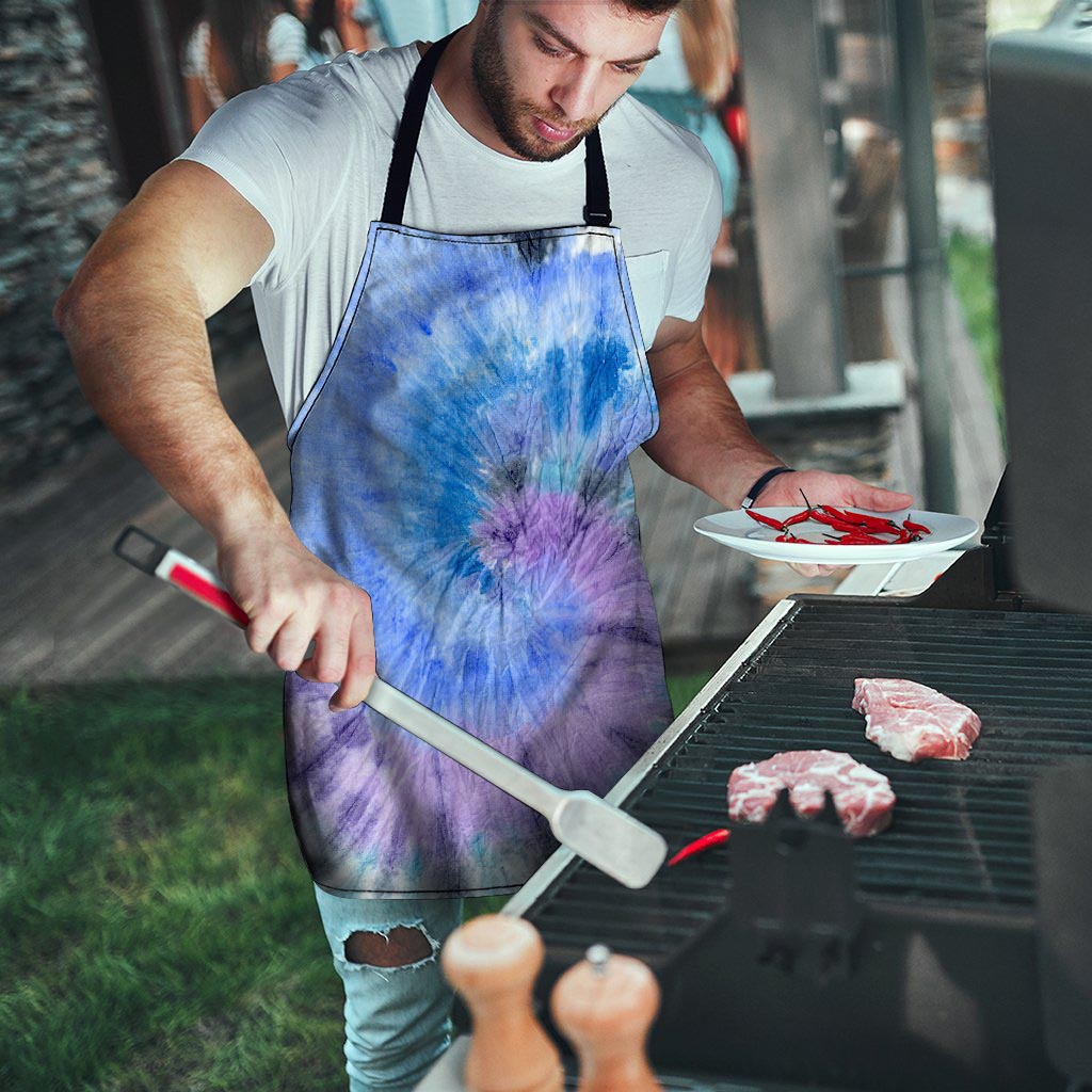 Black And Blue Tie Dye Men's Apron-grizzshop