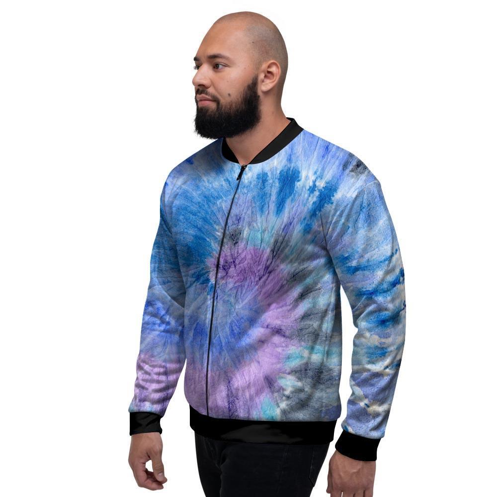 Black And Blue Tie Dye Men's Bomber Jacket-grizzshop