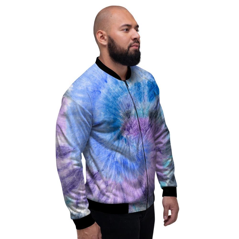 Black And Blue Tie Dye Men's Bomber Jacket-grizzshop