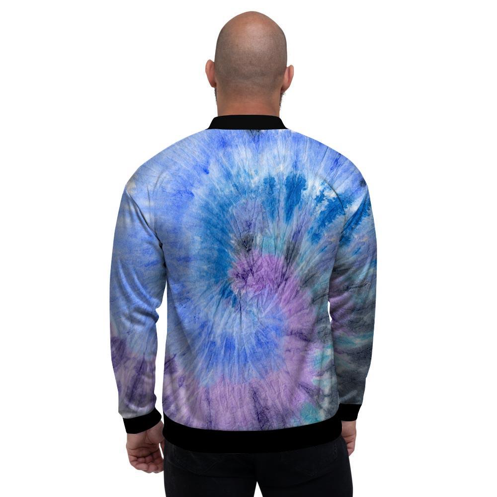 Black And Blue Tie Dye Men's Bomber Jacket-grizzshop