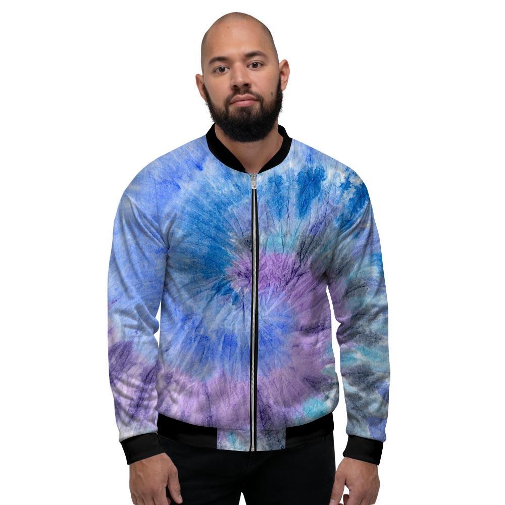 Black And Blue Tie Dye Men's Bomber Jacket-grizzshop