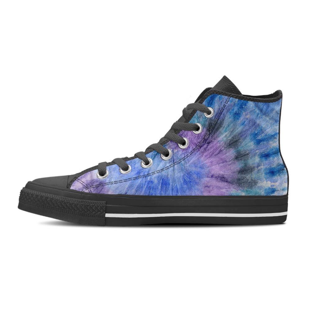 Black And Blue Tie Dye Men's High Top Shoes-grizzshop