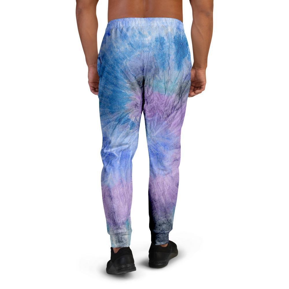 Black And Blue Tie Dye Men's Joggers-grizzshop