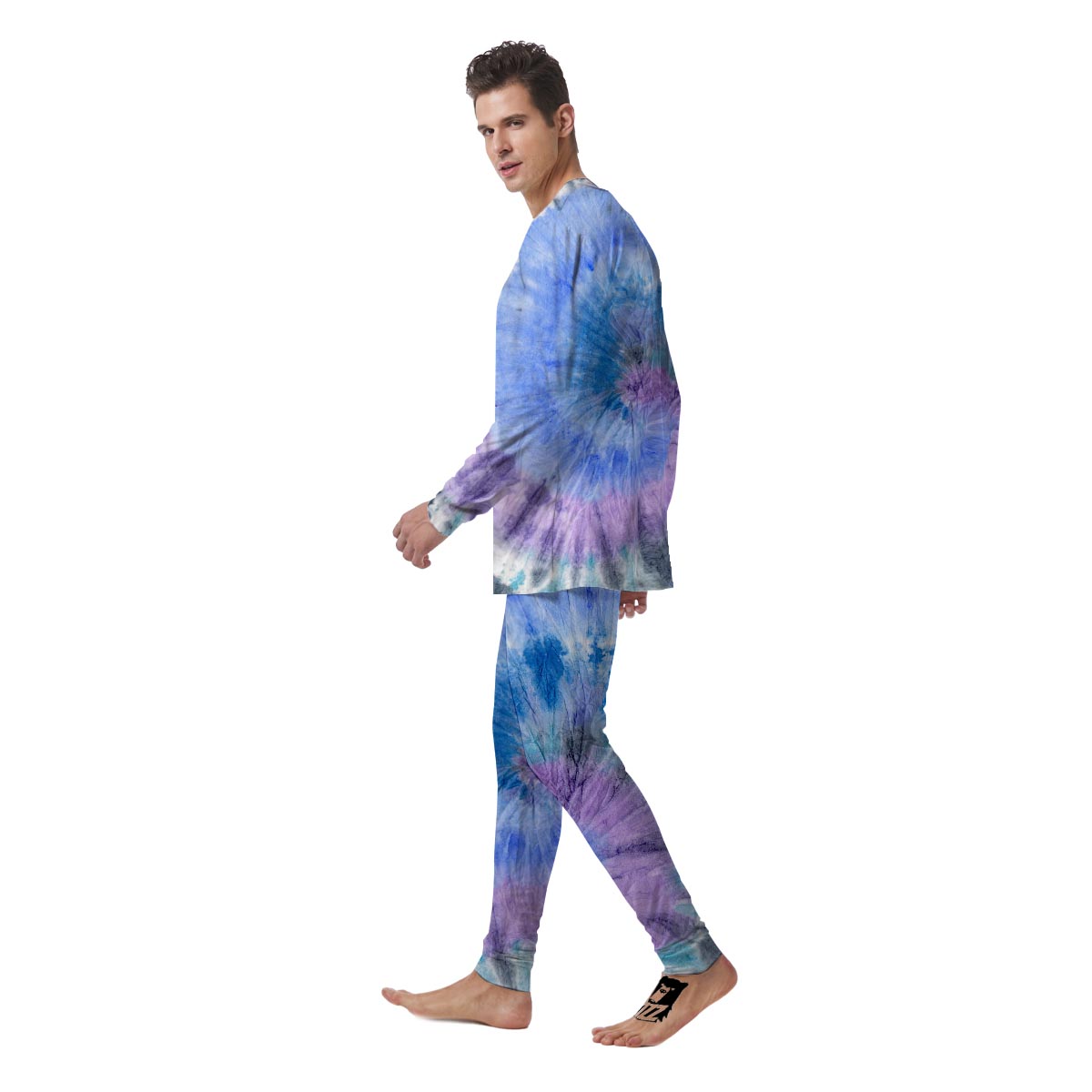 Black And Blue Tie Dye Men's Pajamas-grizzshop