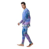 Black And Blue Tie Dye Men's Pajamas-grizzshop