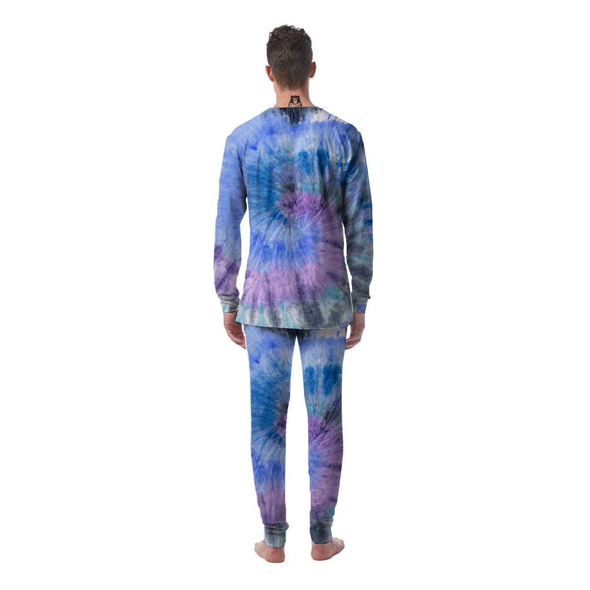 Black And Blue Tie Dye Men's Pajamas-grizzshop