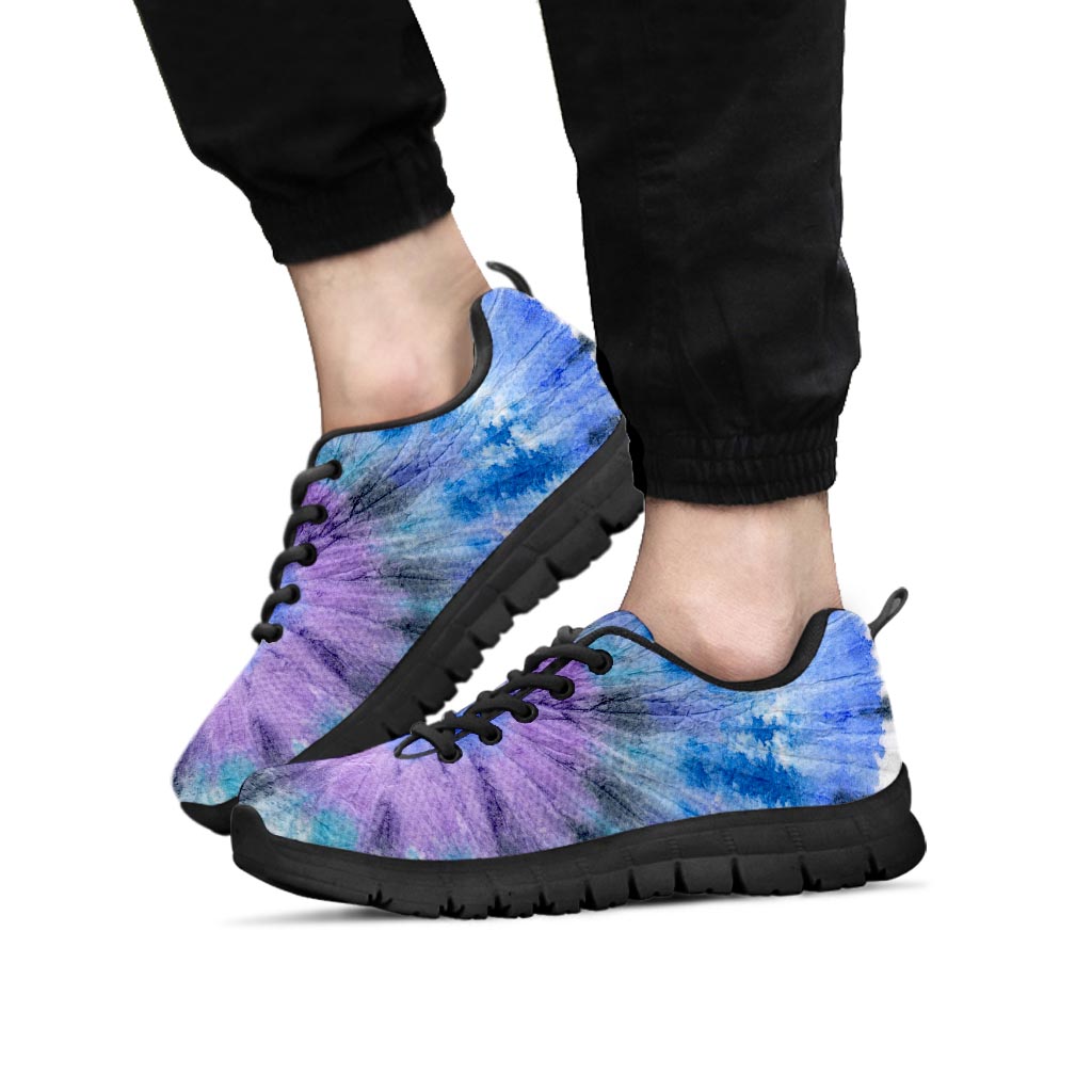 Black And Blue Tie Dye Men's Sneakers-grizzshop