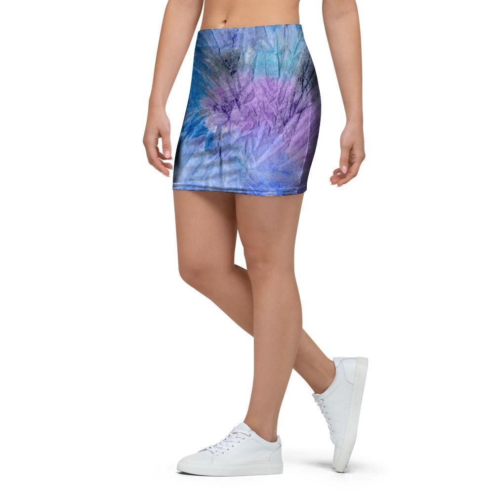 Black And Blue Tie Dye Mini Skirt-grizzshop