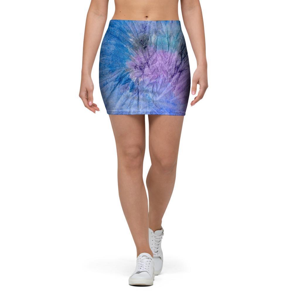 Black And Blue Tie Dye Mini Skirt-grizzshop