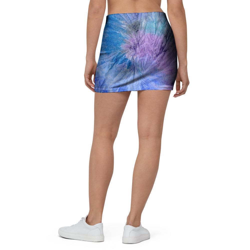 Black And Blue Tie Dye Mini Skirt-grizzshop