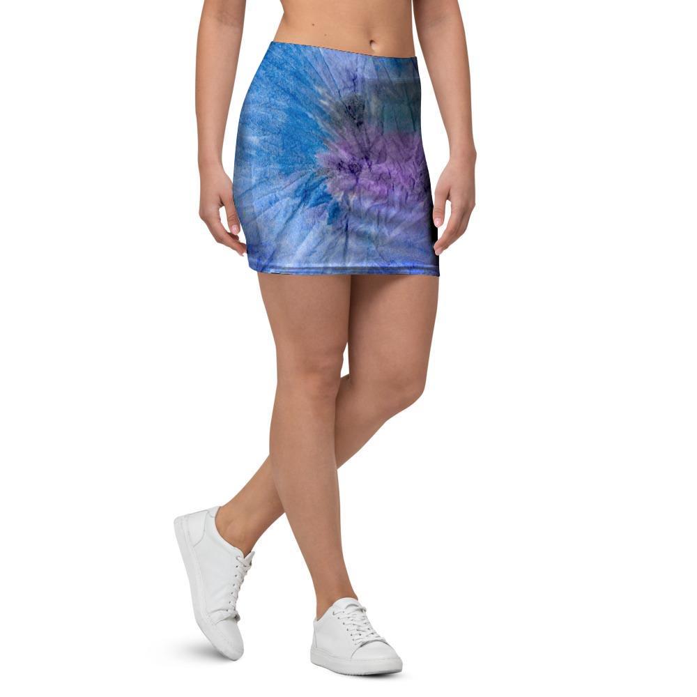 Black And Blue Tie Dye Mini Skirt-grizzshop