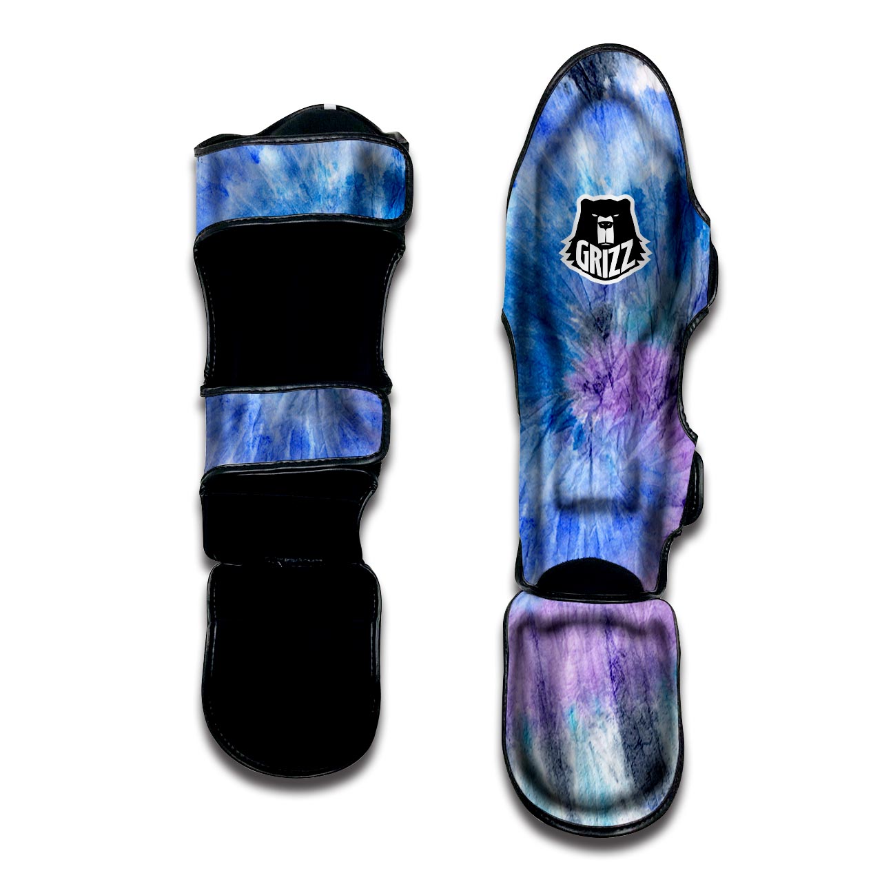 Black And Blue Tie Dye Muay Thai Shin Guard-grizzshop