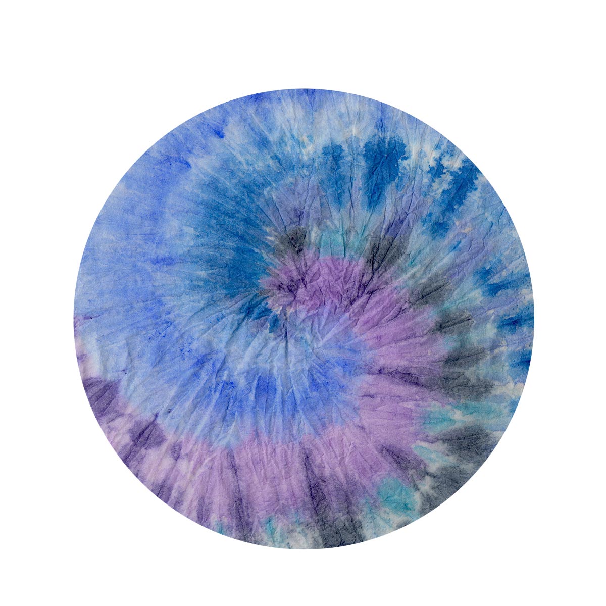 Black And Blue Tie Dye Round Rug-grizzshop