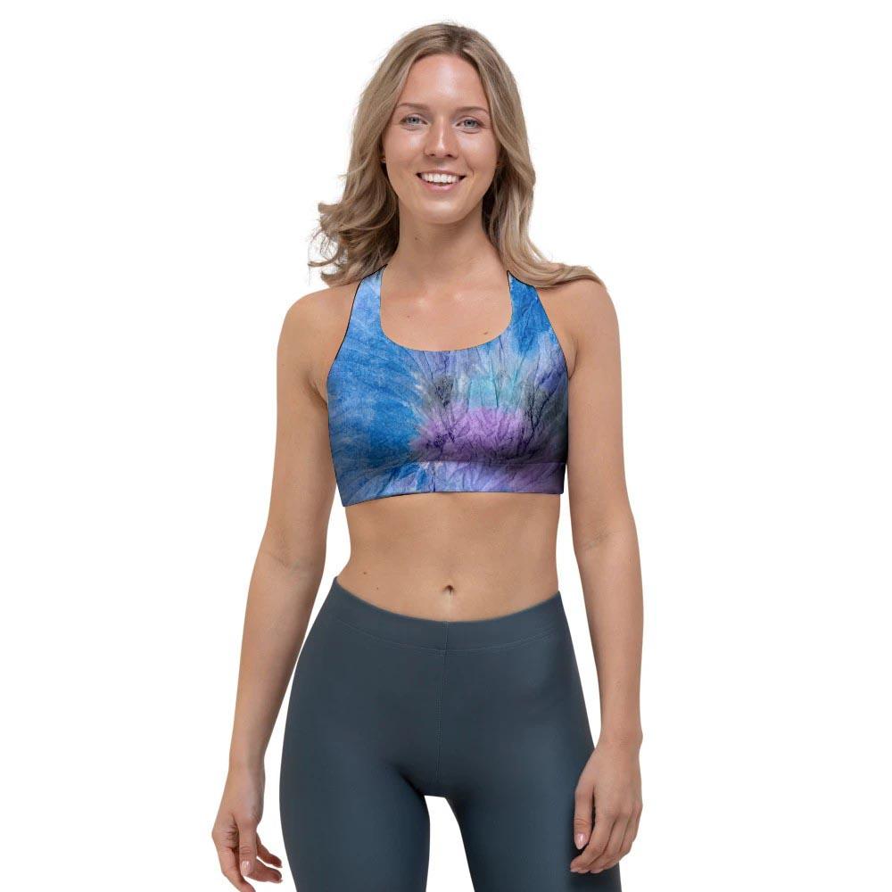 Black And Blue Tie Dye Sports Bra-grizzshop