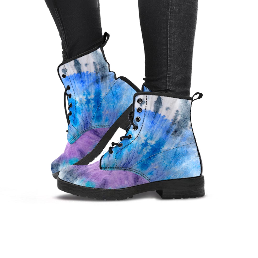 Black And Blue Tie Dye Women's Boots-grizzshop