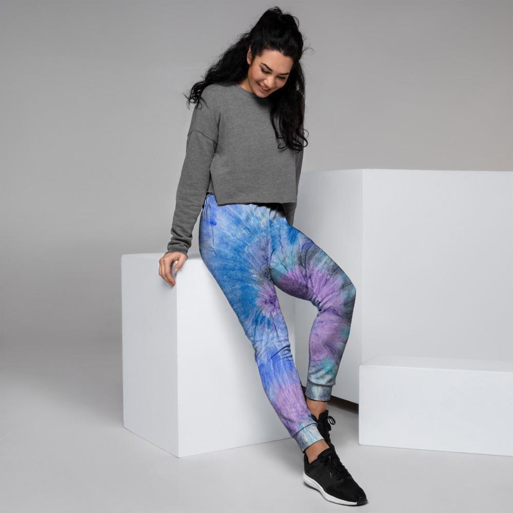 Black And Blue Tie Dye Women's Joggers-grizzshop