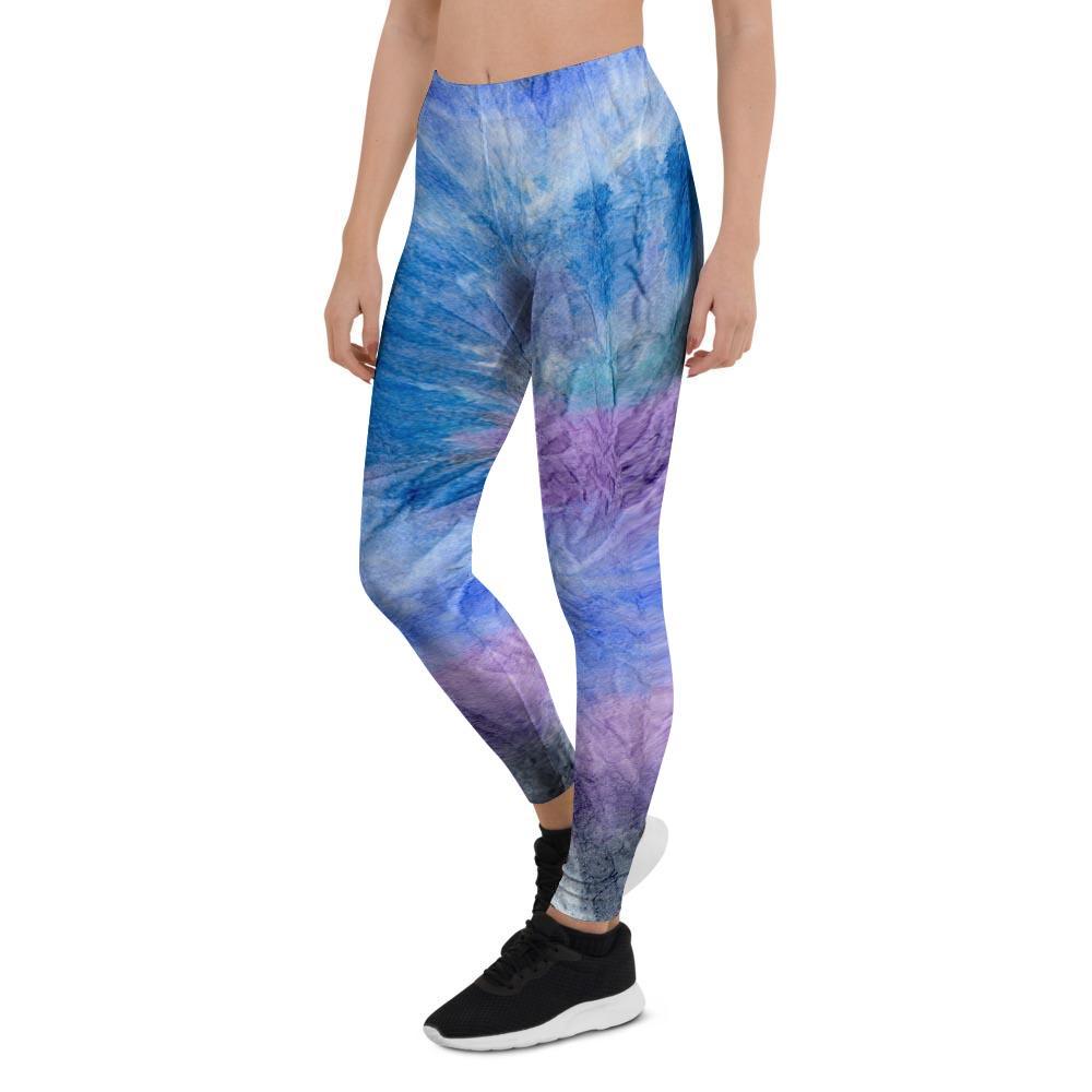 Black And Blue Tie Dye Women's Leggings-grizzshop