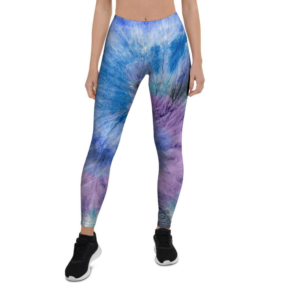 Black And Blue Tie Dye Women's Leggings-grizzshop