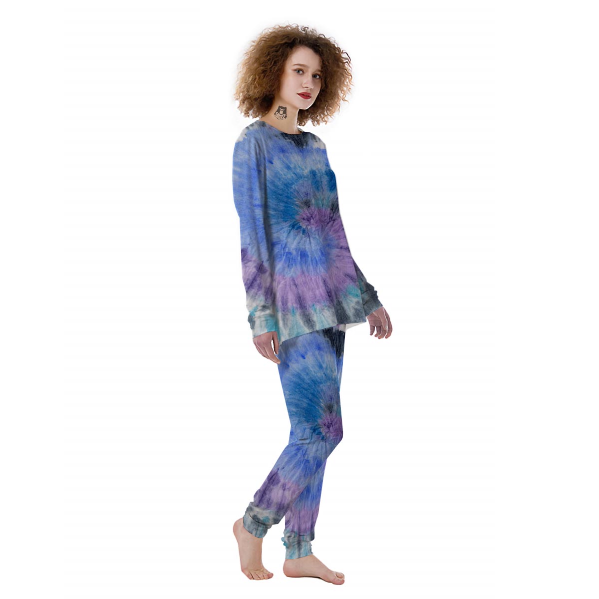 Black And Blue Tie Dye Women's Pajamas-grizzshop