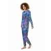 Black And Blue Tie Dye Women's Pajamas-grizzshop