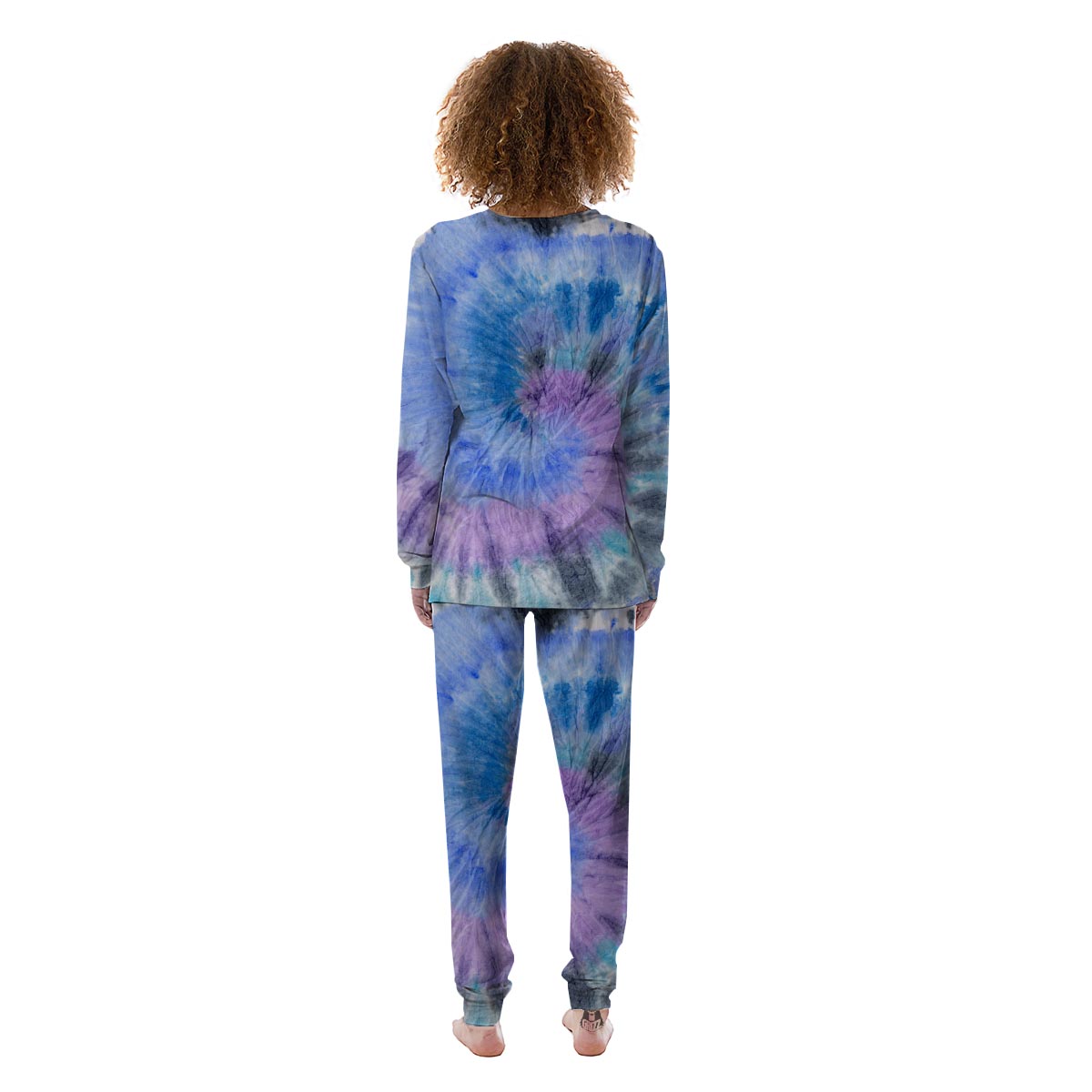 Black And Blue Tie Dye Women's Pajamas-grizzshop