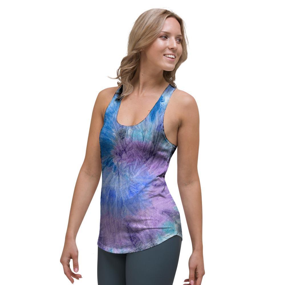 Black And Blue Tie Dye Women's Racerback Tank Top-grizzshop