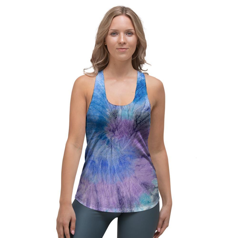Black And Blue Tie Dye Women's Racerback Tank Top-grizzshop