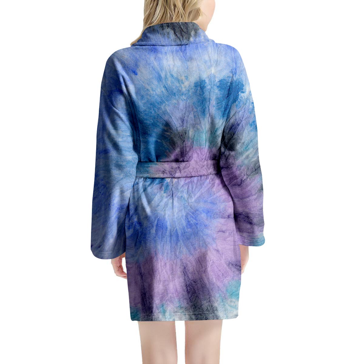 Black And Blue Tie Dye Women's Robe-grizzshop