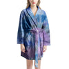 Black And Blue Tie Dye Women's Robe-grizzshop